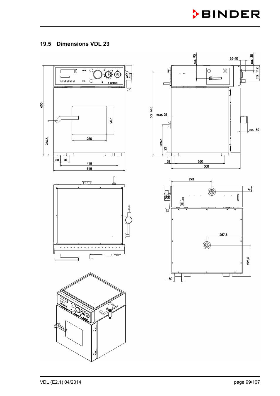 5 dimensions vdl 23 | BINDER VD 23 User Manual | Page 99 / 107