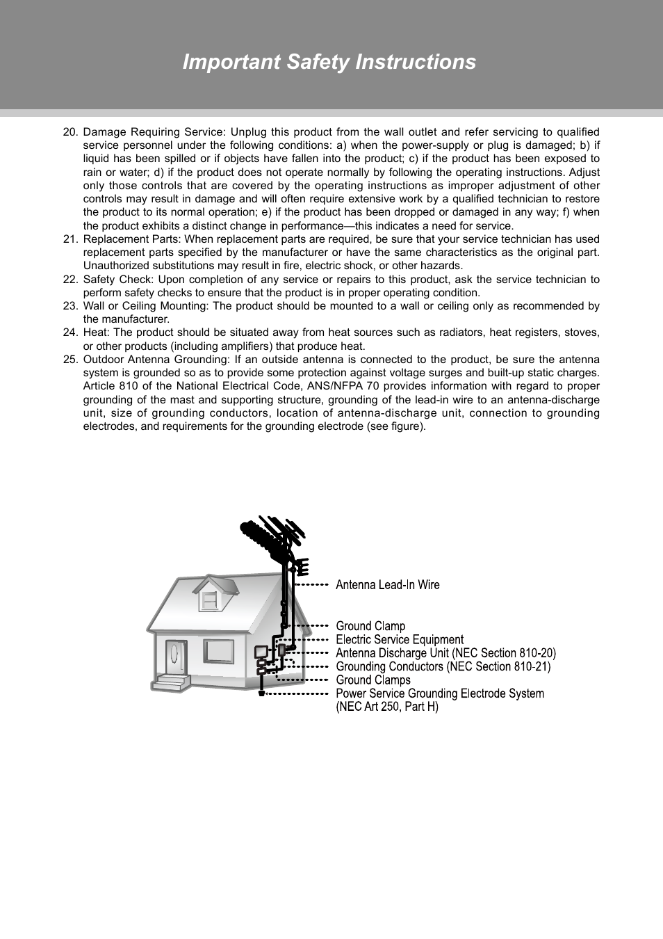 Important safety instructions | COBY TFTV1525 User Manual | Page 5 / 21
