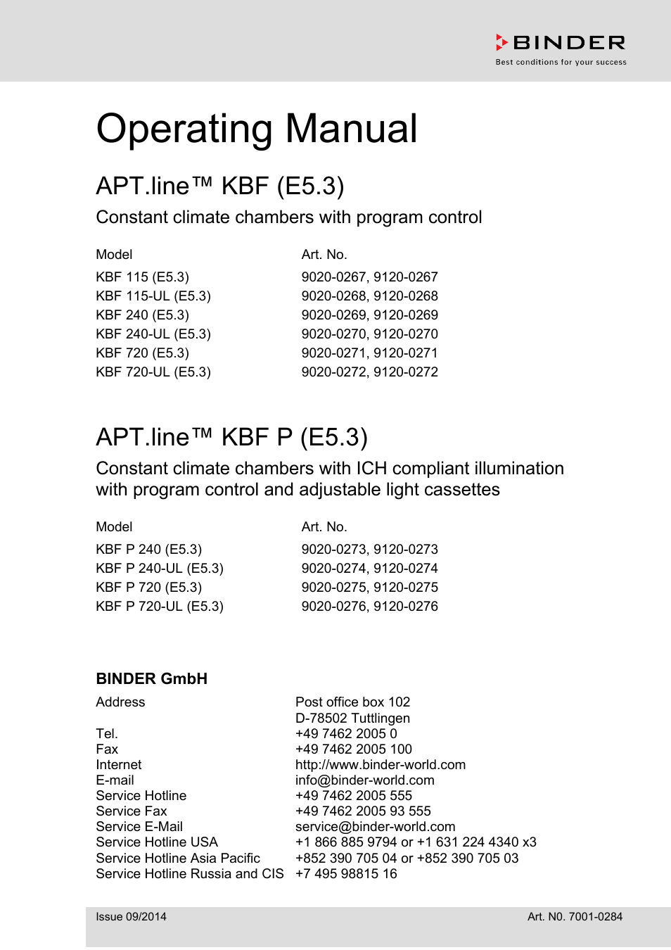 BINDER KBF 115 User Manual | 111 pages