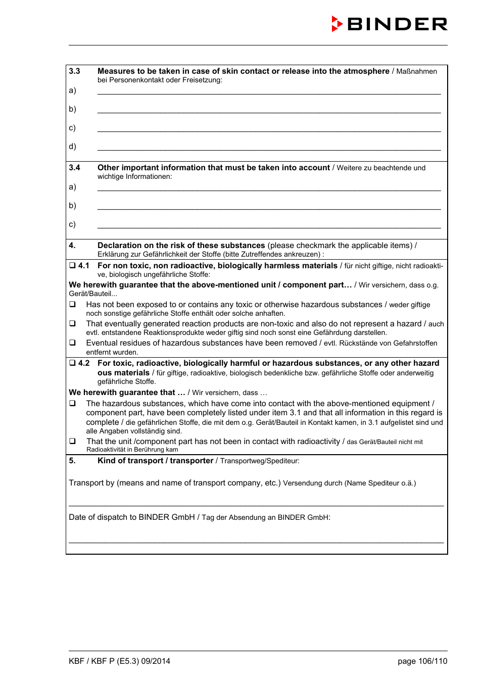 BINDER KBF 115 User Manual | Page 106 / 111