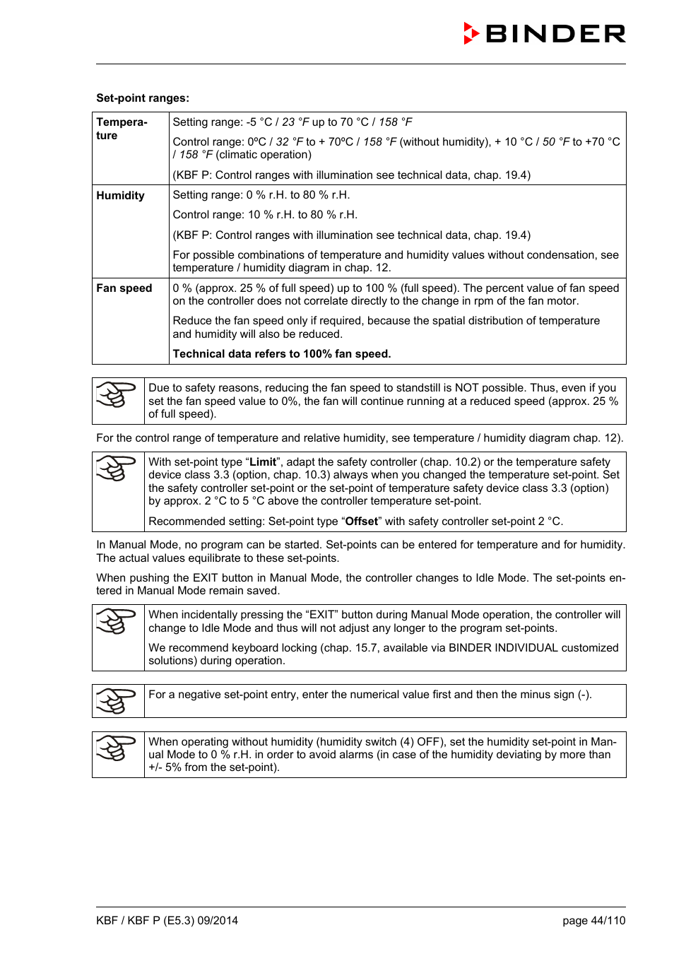 BINDER KBF 115 User Manual | Page 44 / 111