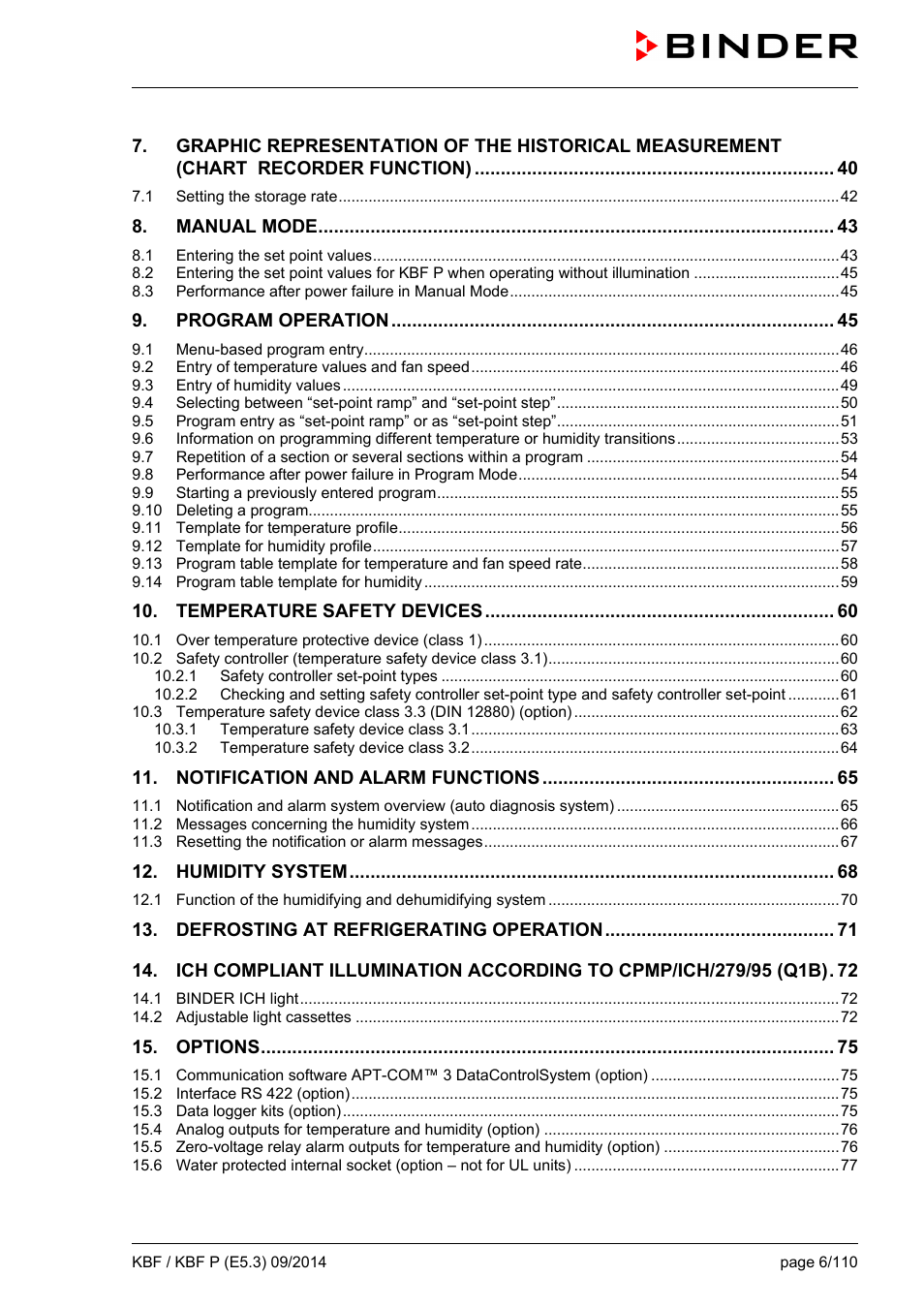 BINDER KBF 115 User Manual | Page 6 / 111