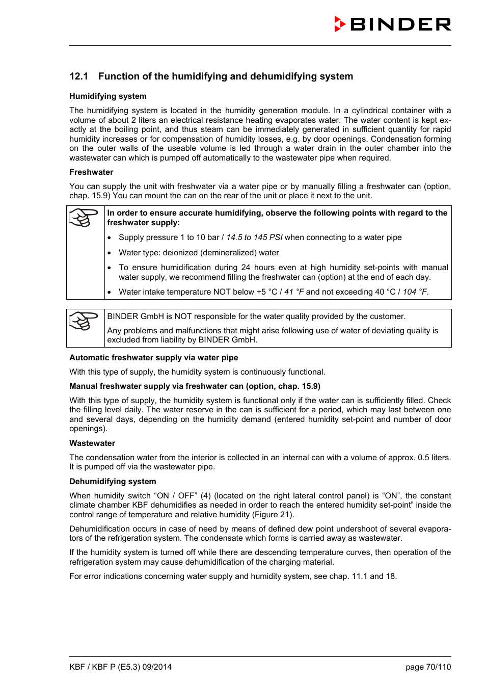 BINDER KBF 115 User Manual | Page 70 / 111