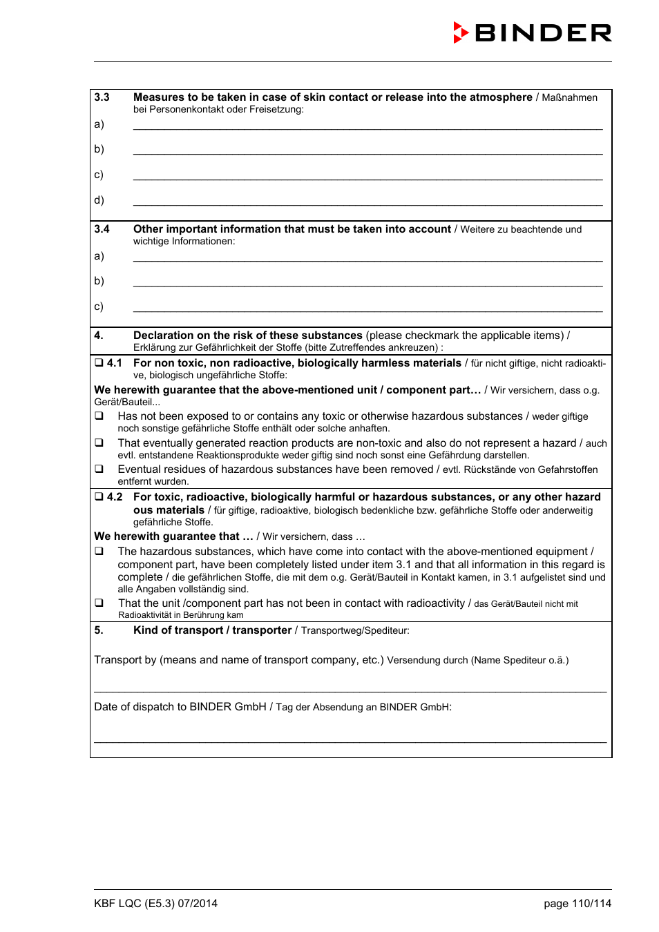 BINDER KBF LQC 240 User Manual | Page 110 / 115