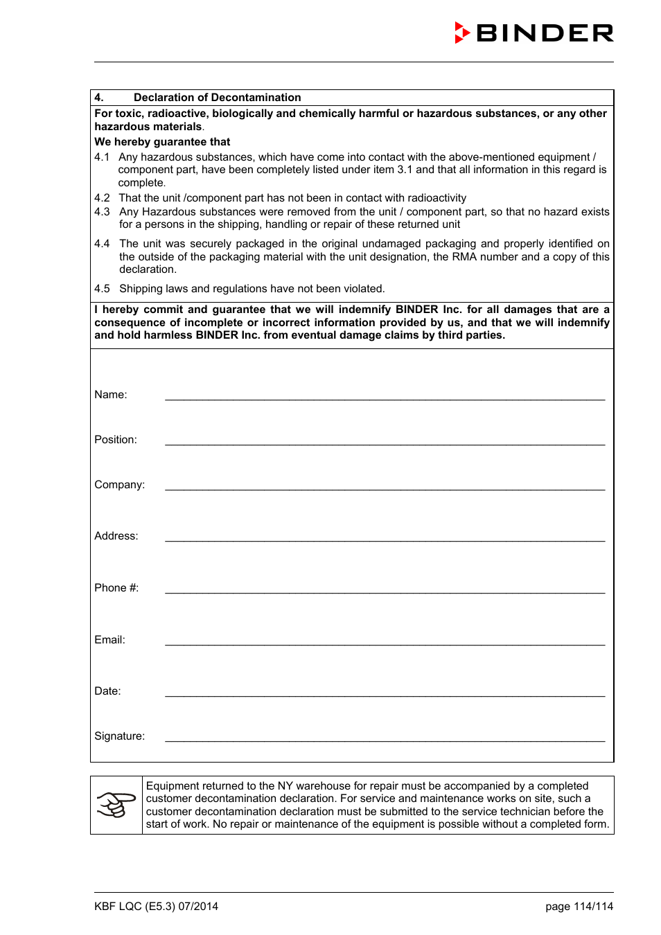 BINDER KBF LQC 240 User Manual | Page 114 / 115
