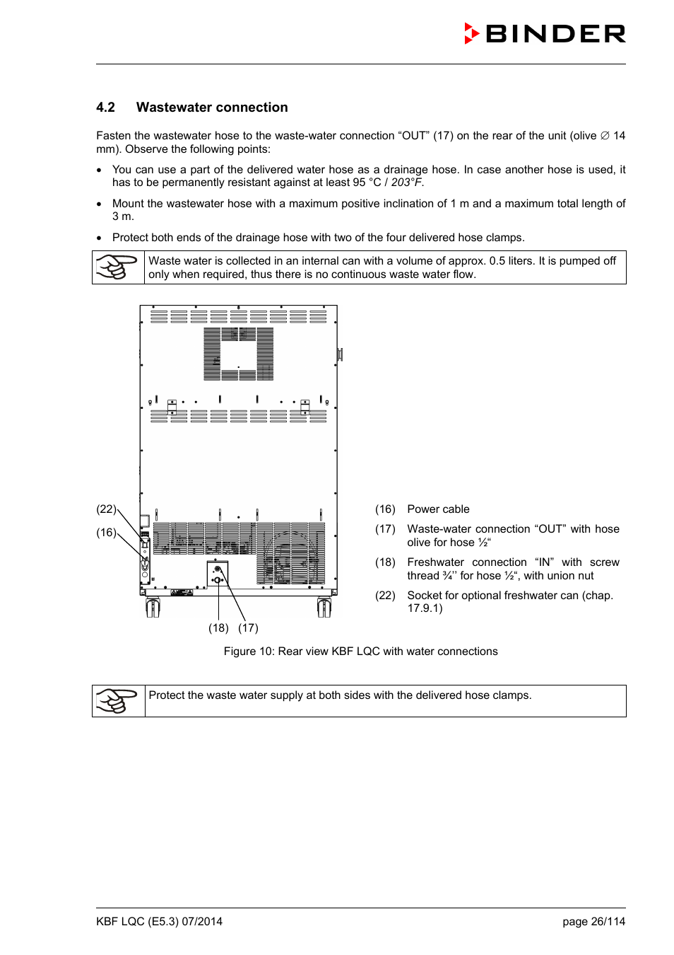 2 wastewater connection, Ole_link5 | BINDER KBF LQC 240 User Manual | Page 26 / 115