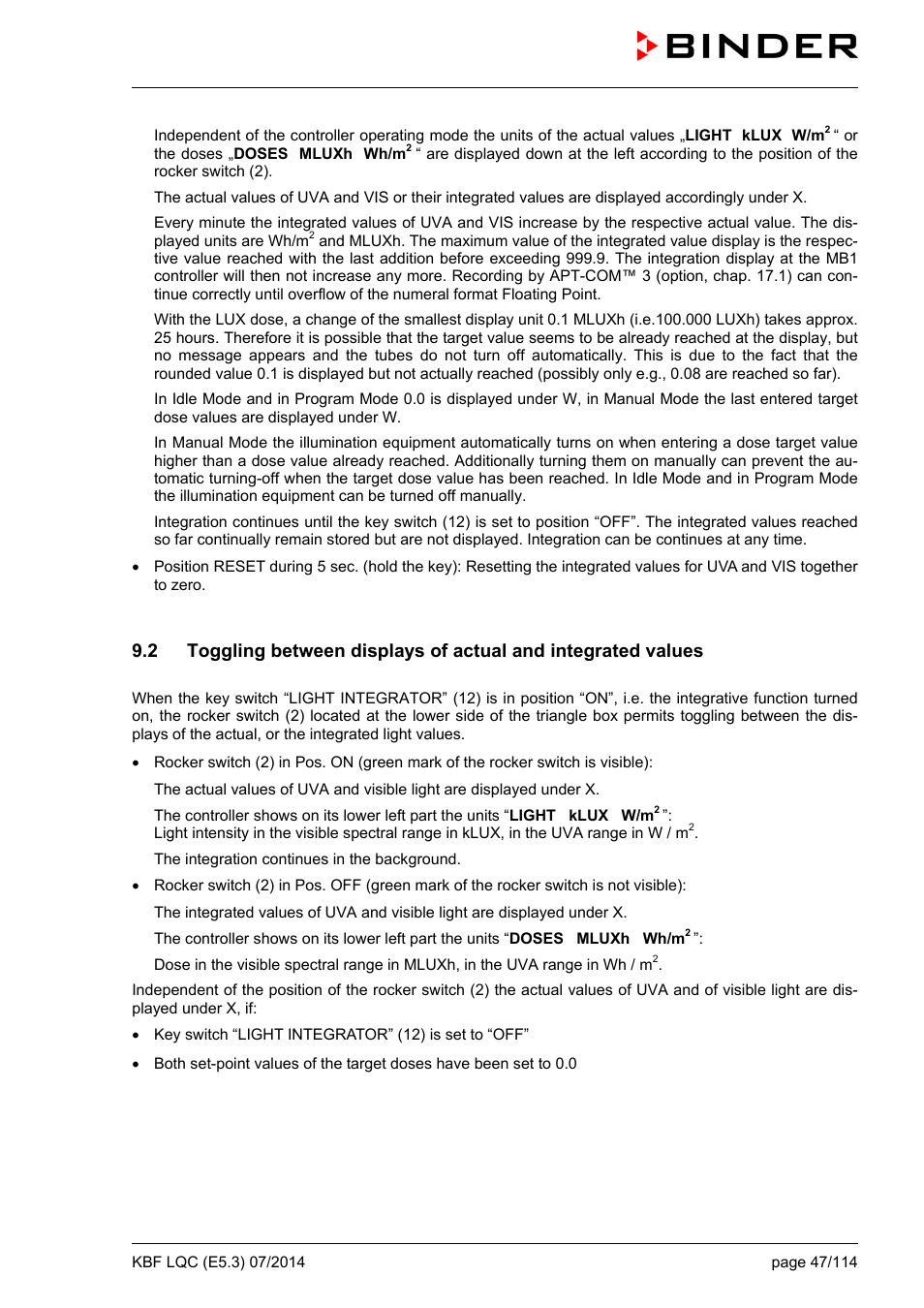 BINDER KBF LQC 240 User Manual | Page 47 / 115