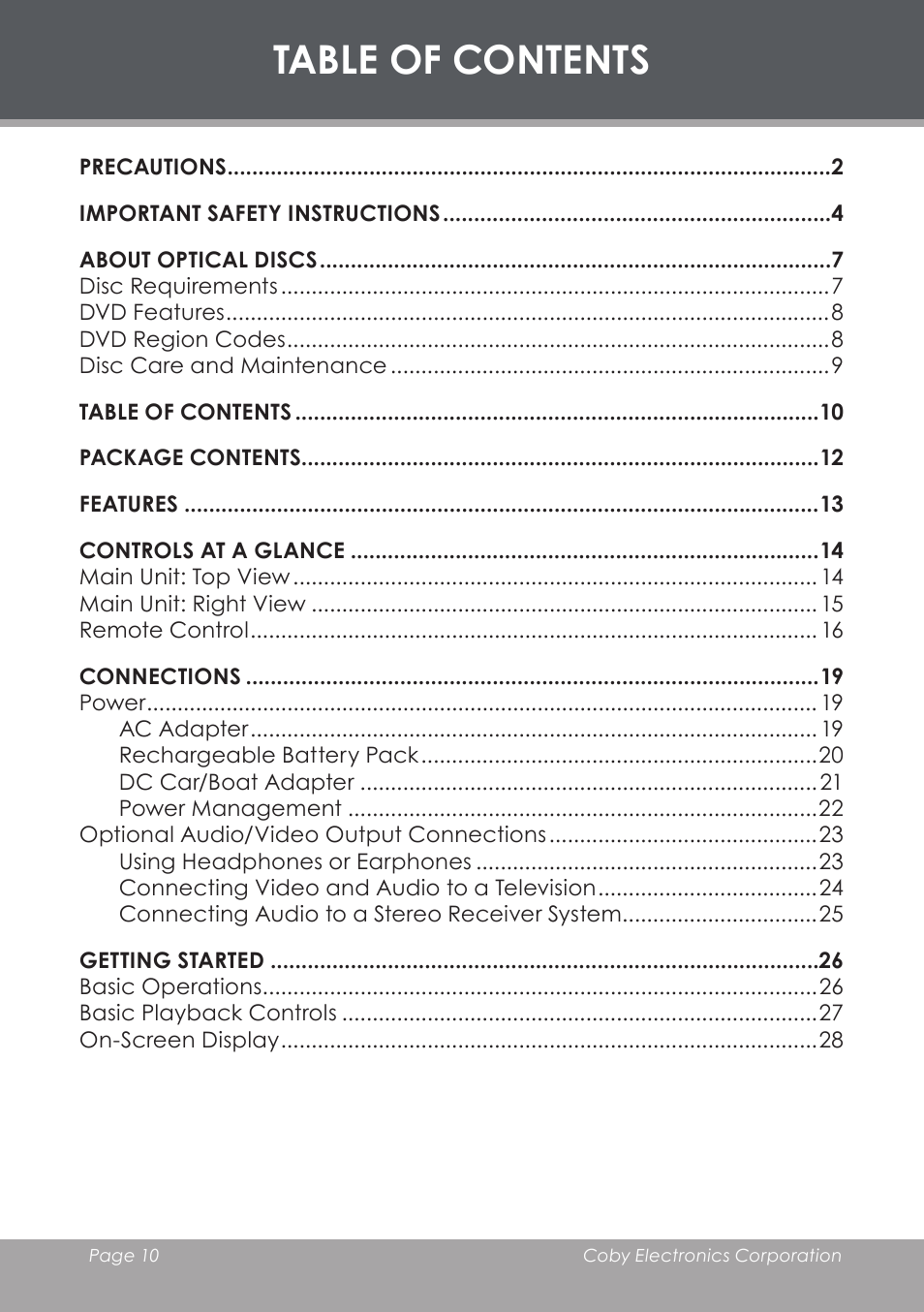 COBY TF-DVD7006 User Manual | Page 10 / 40