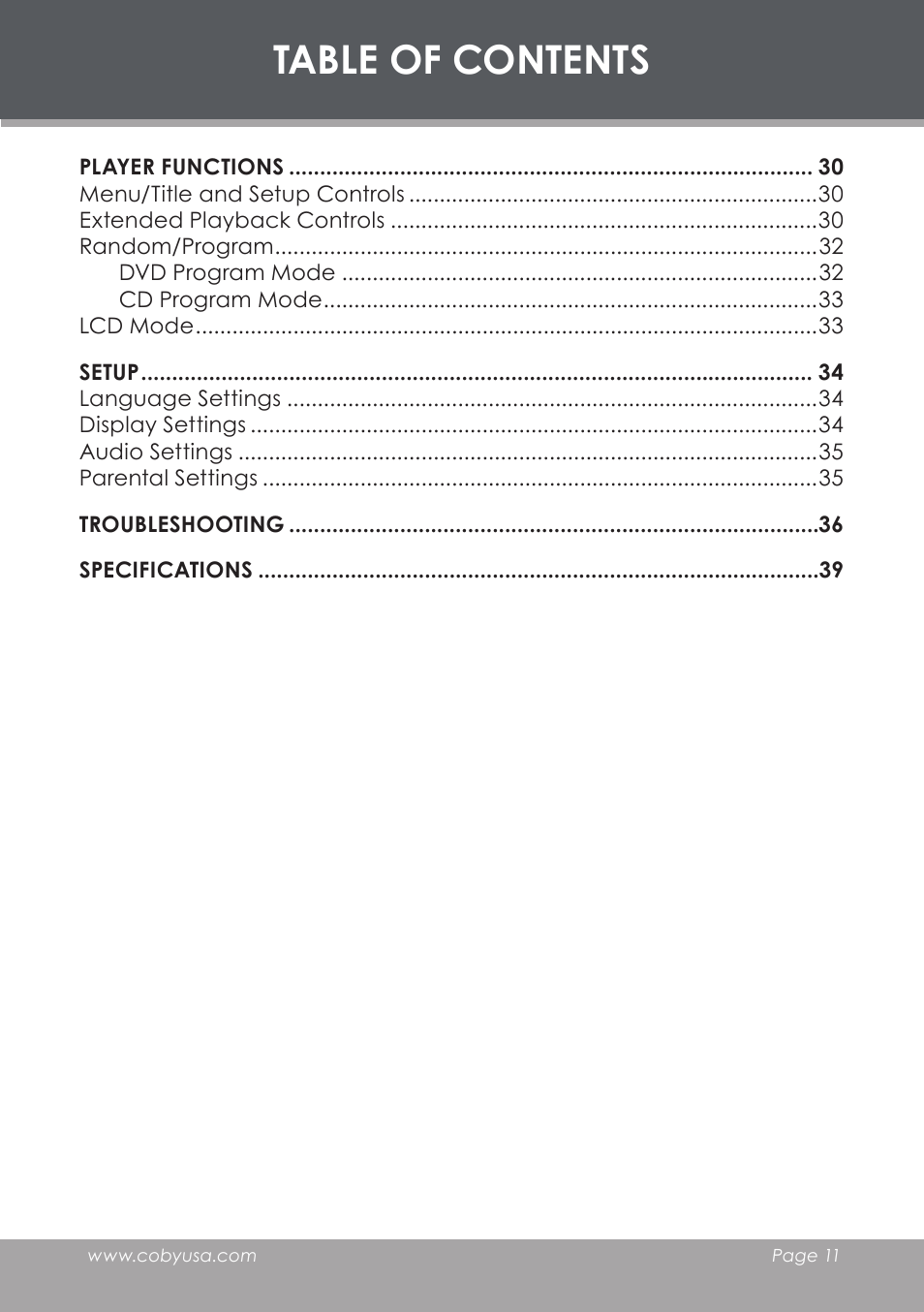 COBY TF-DVD7006 User Manual | Page 11 / 40