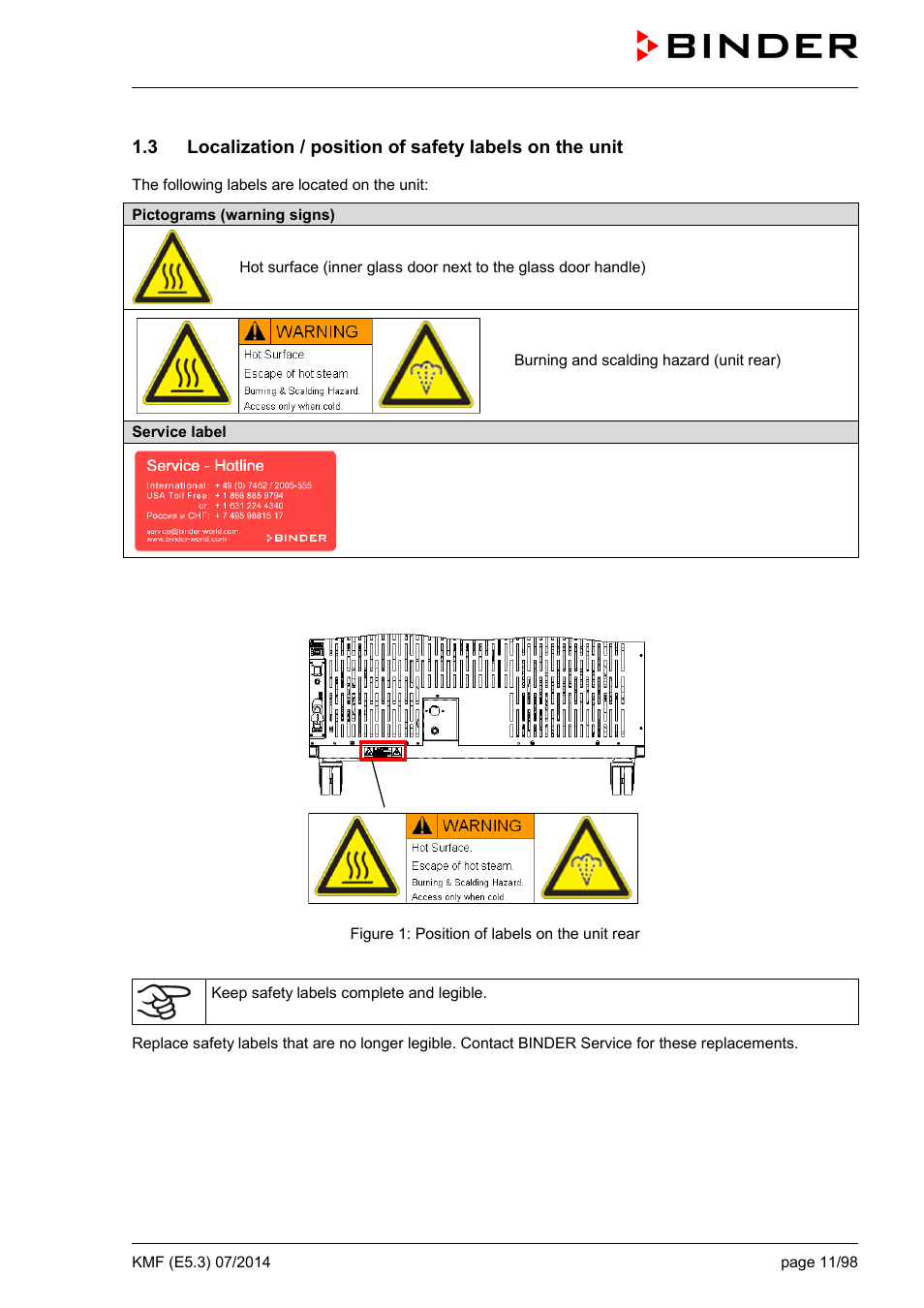 BINDER KMF 115 User Manual | Page 11 / 99