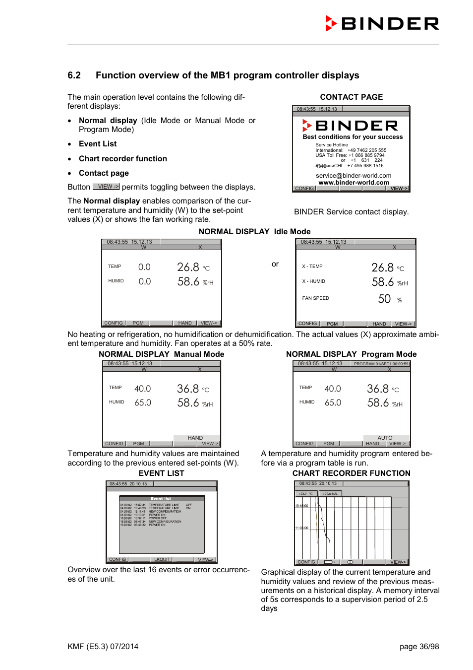BINDER KMF 115 User Manual | Page 36 / 99