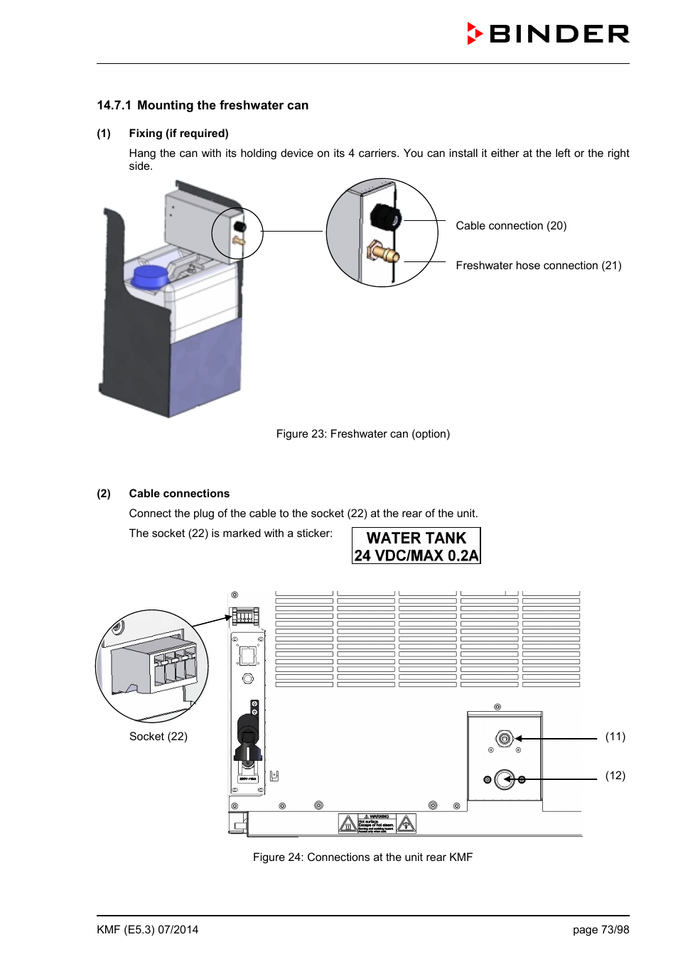 1 mounting the freshwater can | BINDER KMF 115 User Manual | Page 73 / 99
