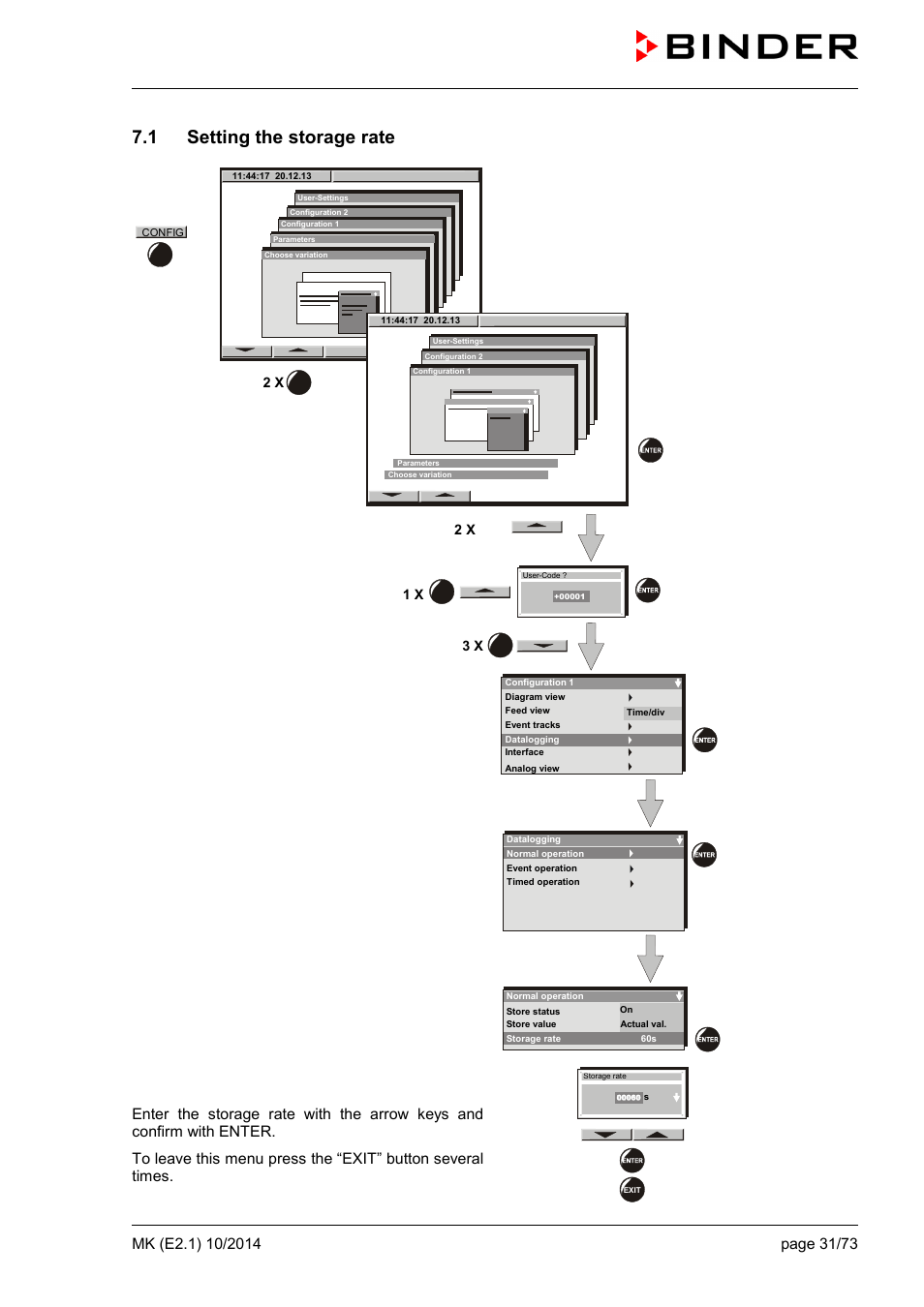 1 setting the storage rate | BINDER MK 53 User Manual | Page 31 / 73