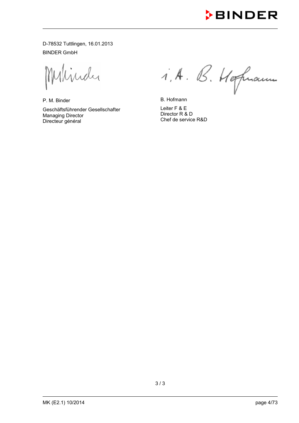 BINDER MK 53 User Manual | Page 4 / 73