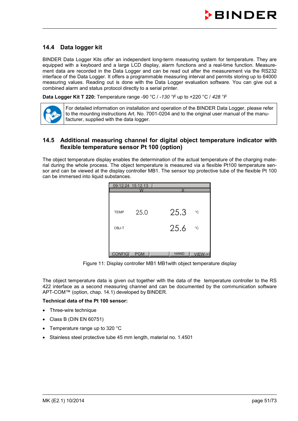 4 data logger kit | BINDER MK 53 User Manual | Page 51 / 73