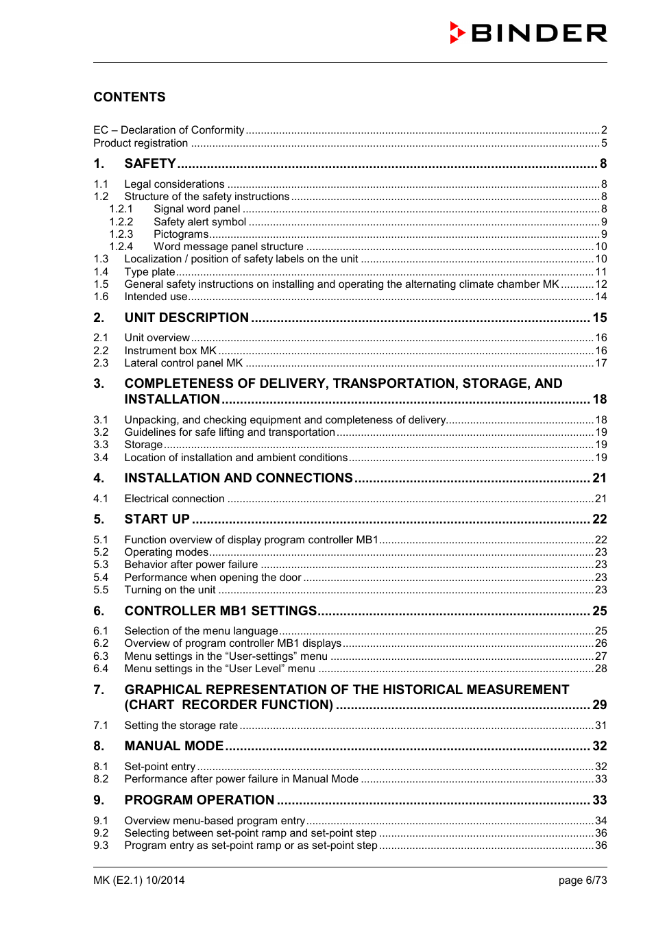 BINDER MK 53 User Manual | Page 6 / 73