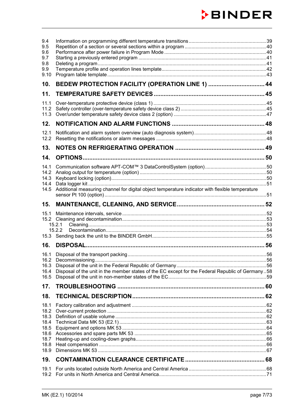 BINDER MK 53 User Manual | Page 7 / 73