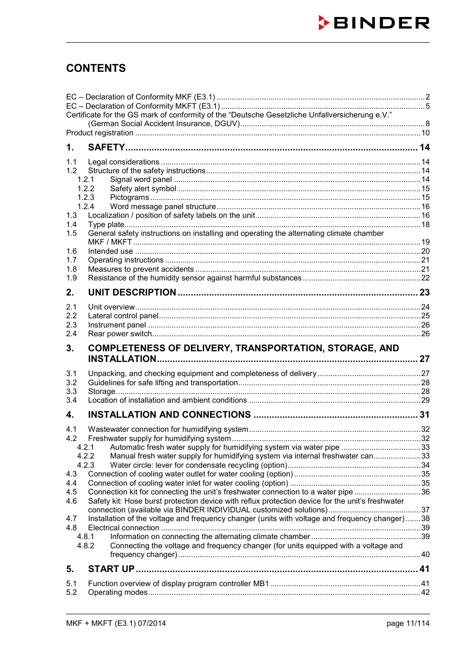 BINDER MK 115 User Manual | Page 11 / 115