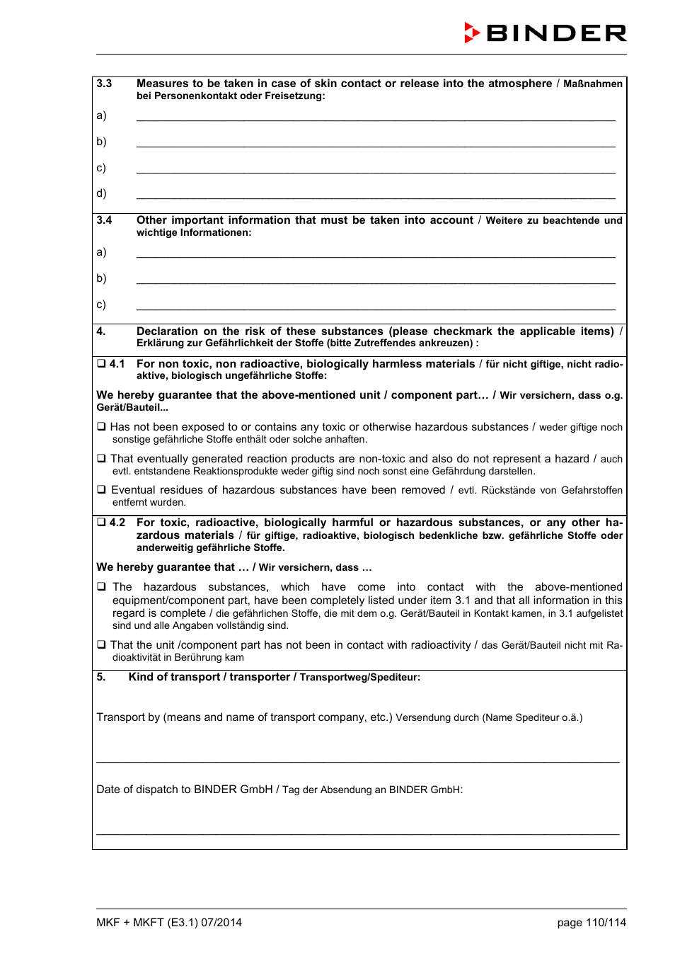 BINDER MK 115 User Manual | Page 110 / 115