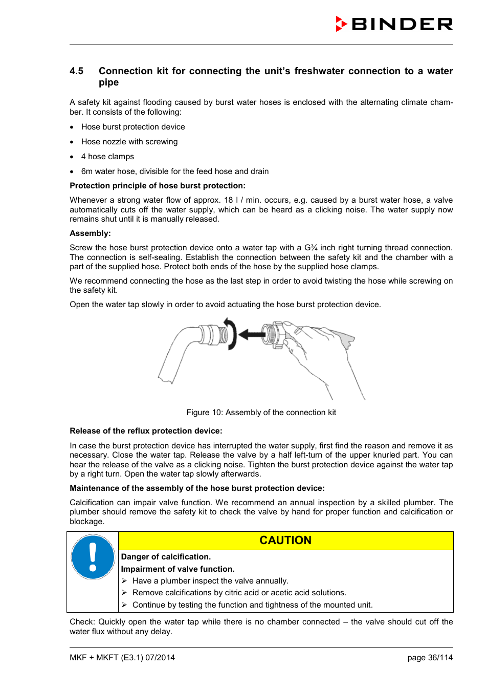 Caution | BINDER MK 115 User Manual | Page 36 / 115
