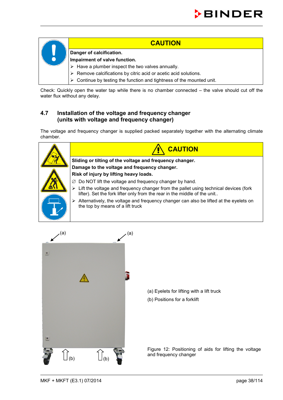 Caution | BINDER MK 115 User Manual | Page 38 / 115