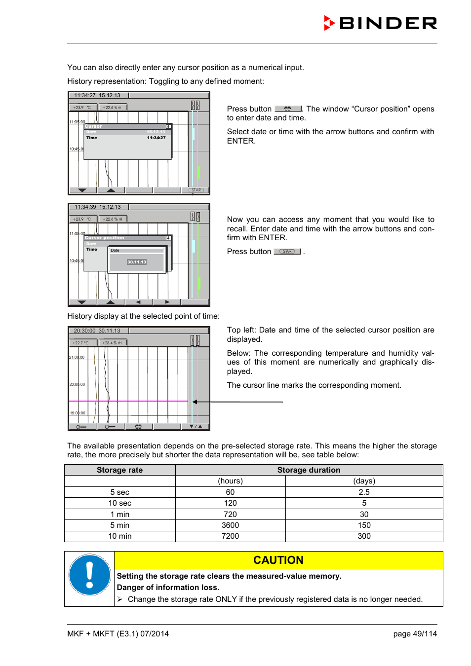 Caution | BINDER MK 115 User Manual | Page 49 / 115