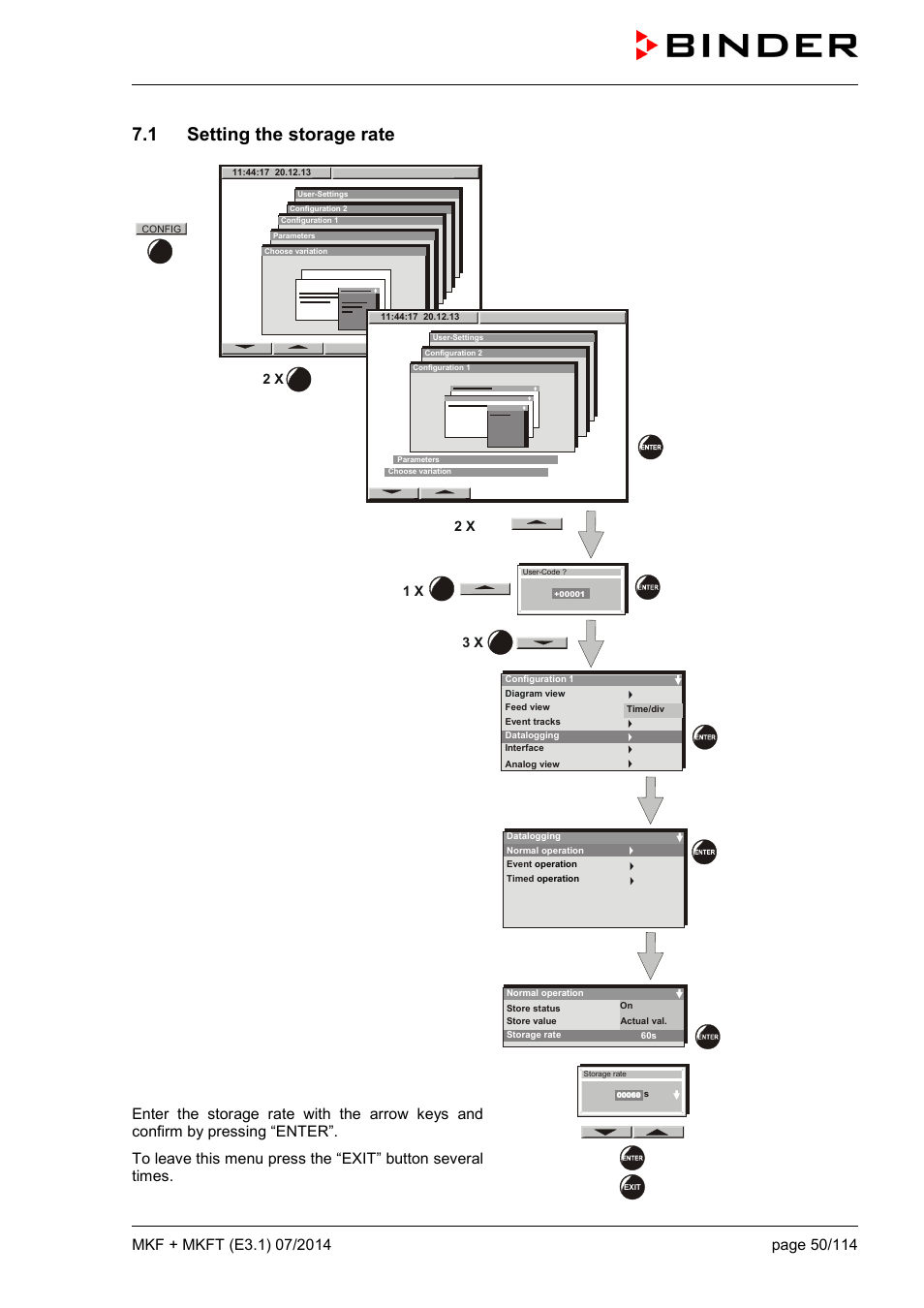 1 setting the storage rate | BINDER MK 115 User Manual | Page 50 / 115