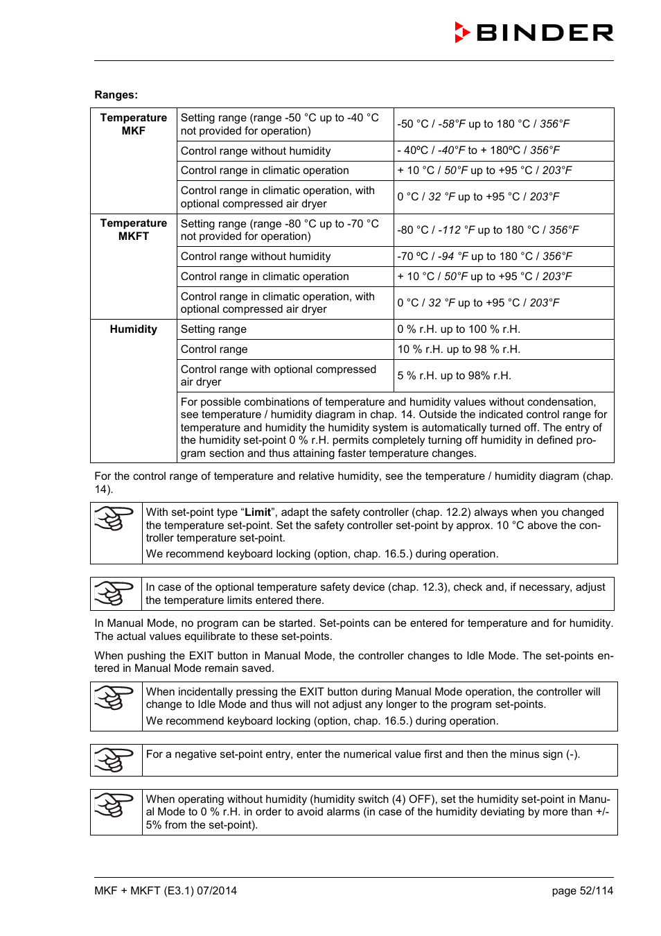 BINDER MK 115 User Manual | Page 52 / 115