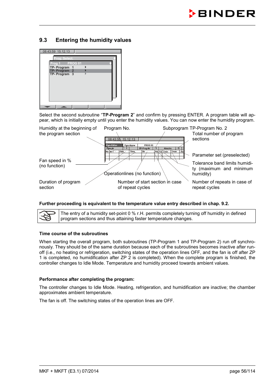 3 entering the humidity values | BINDER MK 115 User Manual | Page 56 / 115