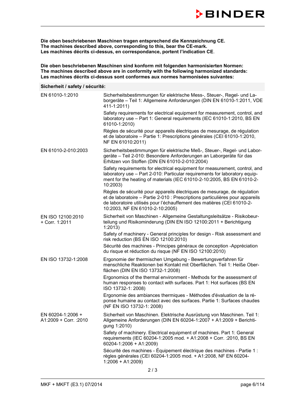 BINDER MK 115 User Manual | Page 6 / 115