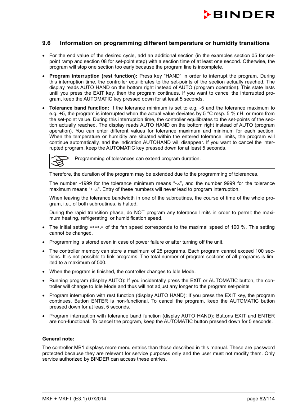 BINDER MK 115 User Manual | Page 62 / 115