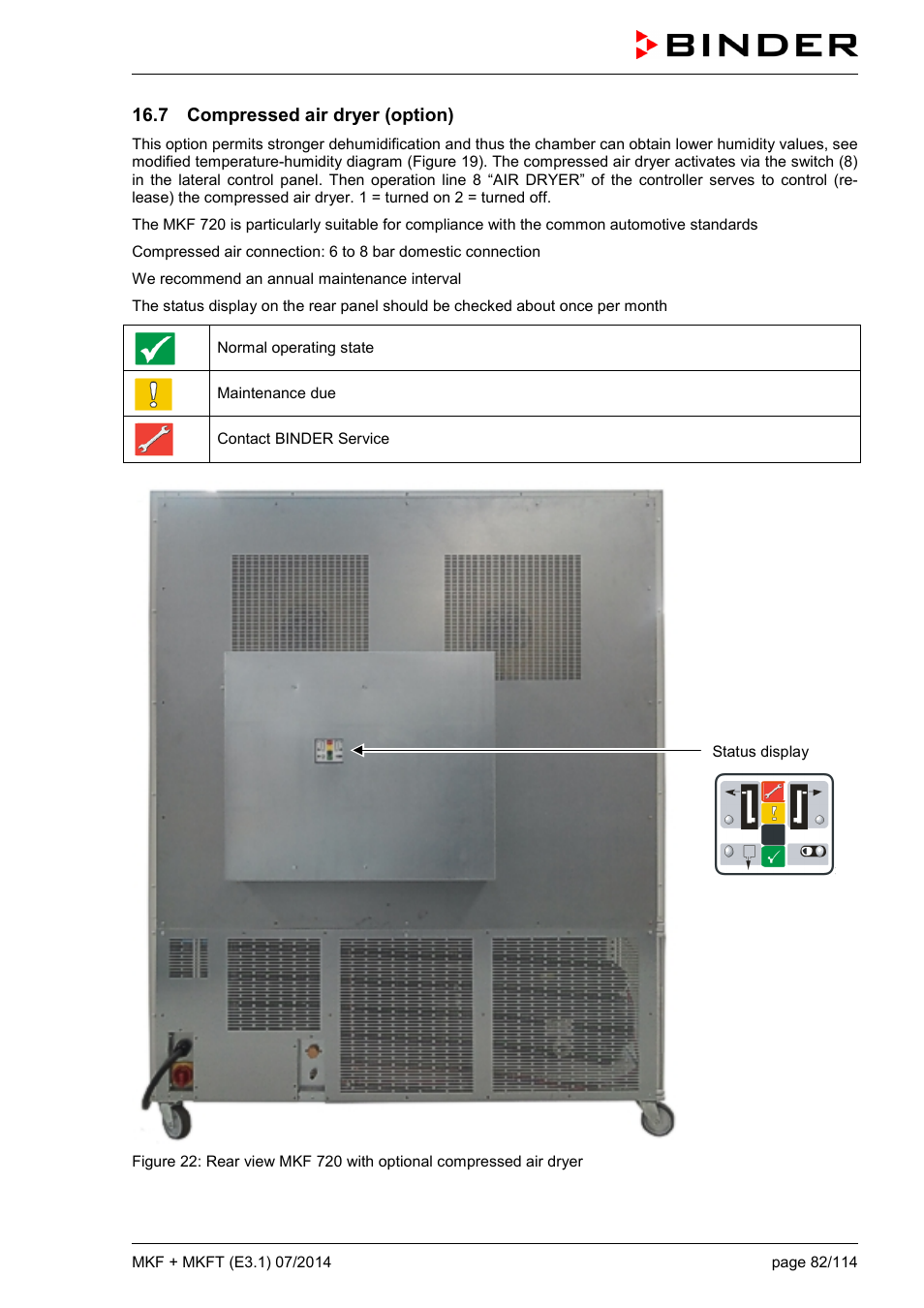 7 compressed air dryer (option) | BINDER MK 115 User Manual | Page 82 / 115