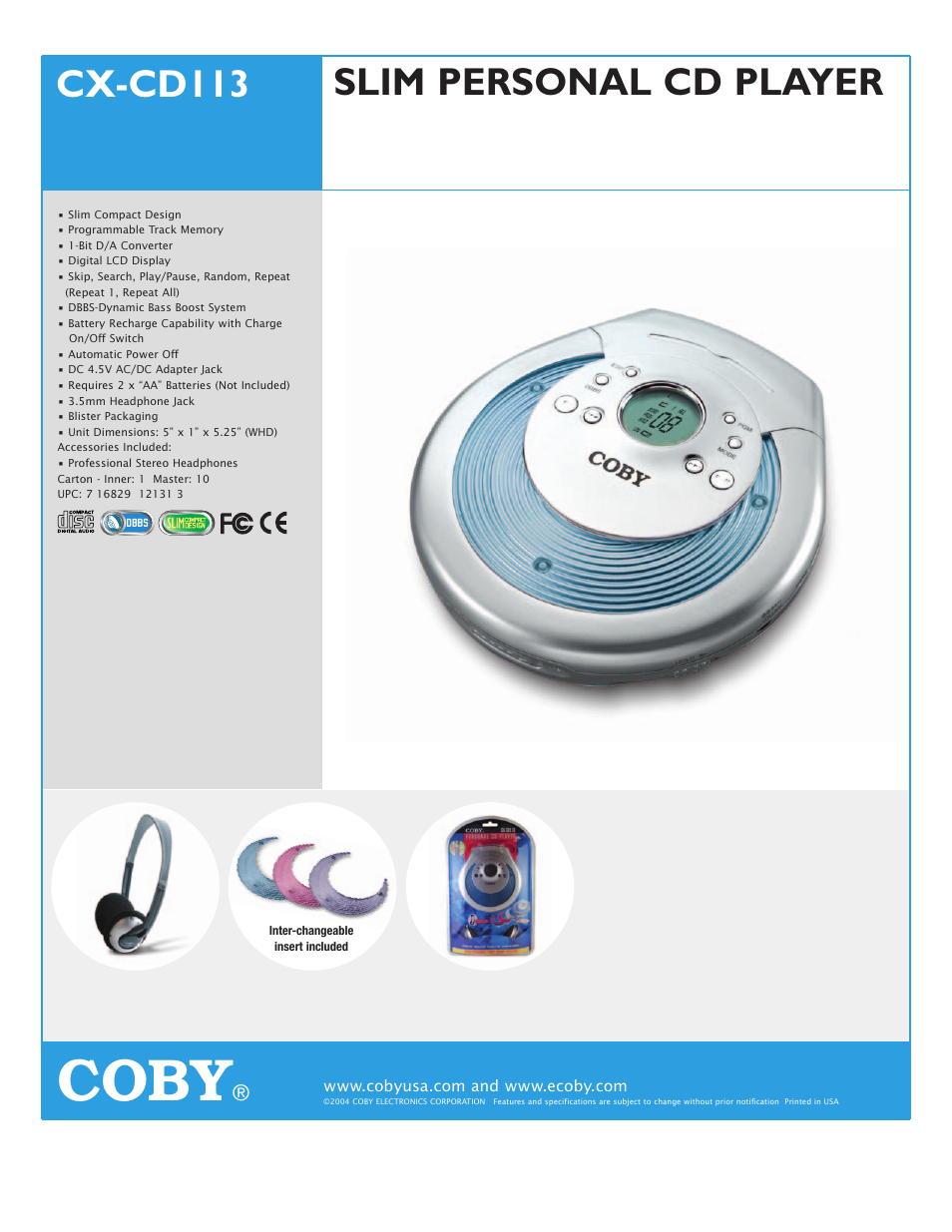 COBY CX-CD113 User Manual | 1 page