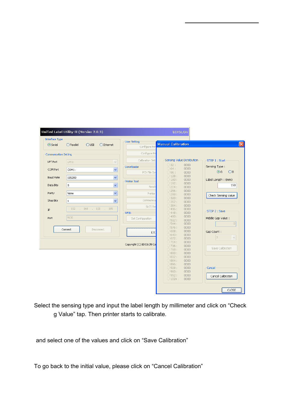8 manual calibration mode | BIXOLON SLP-TX400 User Manual | Page 28 / 37