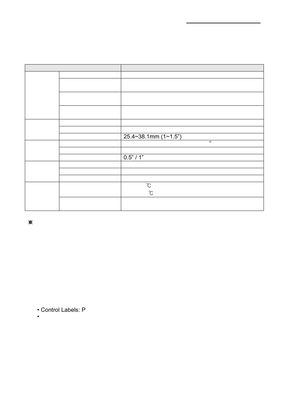 Appendix, 1 specifications, 2 label types | 1 specifications 7-2 label types | BIXOLON SLP-TX400 User Manual | Page 37 / 37