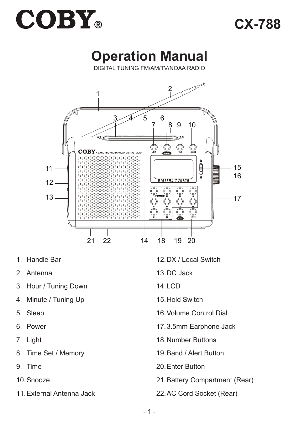 COBY CX-788 User Manual | 6 pages