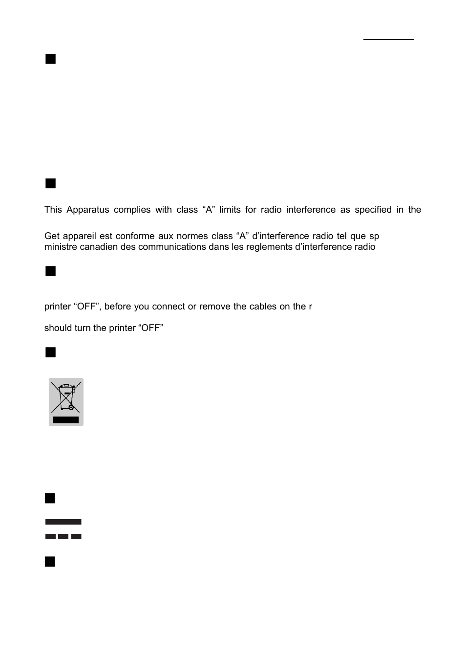 Srp-340 ■ warning - u.s.a, Notice - canada, Caution | Waste electrical and electric equipment (weee), Rating label symbol information, Label material | BIXOLON SRP-340 User Manual | Page 4 / 21