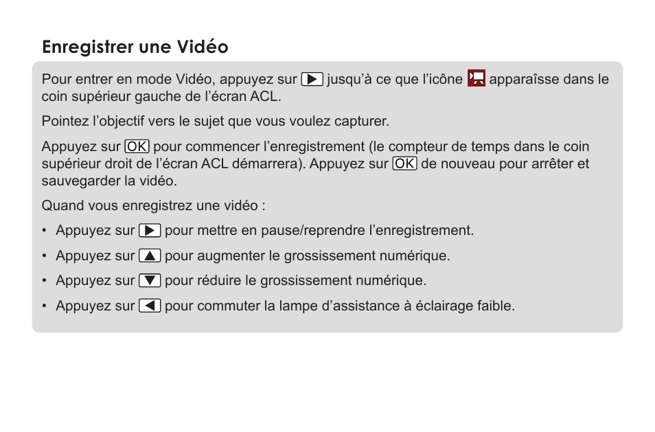Enregistrer une vidéo | COBY electronic SNAPP CAM3000 User Manual | Page 16 / 18
