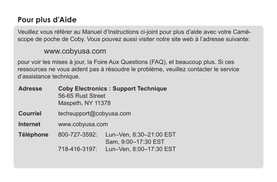 COBY electronic SNAPP CAM3000 User Manual | Page 18 / 18