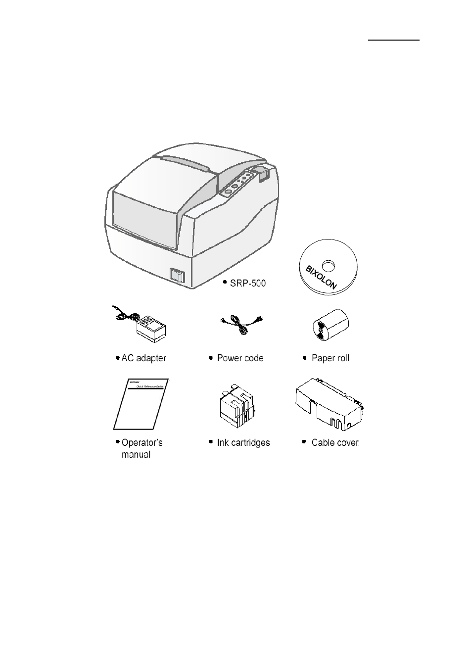 1 unpacking, Setting up the printer, Srp-500 1. setting up the printer | BIXOLON SRP-500 User Manual | Page 9 / 29