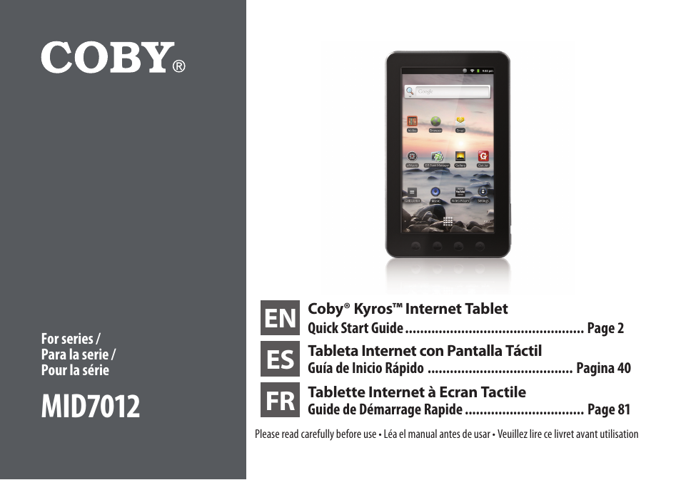 COBY electronic MID7012 User Manual | 124 pages