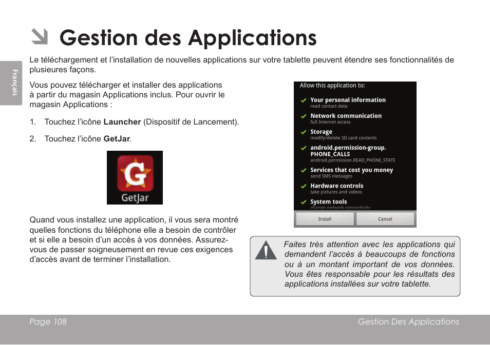 Gestion des applications | COBY electronic MID7012 User Manual | Page 108 / 124