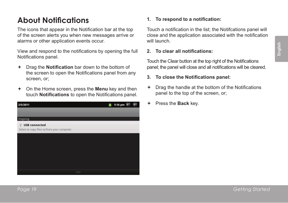 About notifications | COBY electronic MID7012 User Manual | Page 19 / 124