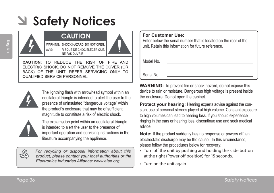 Safety notices | COBY electronic MID7012 User Manual | Page 36 / 124
