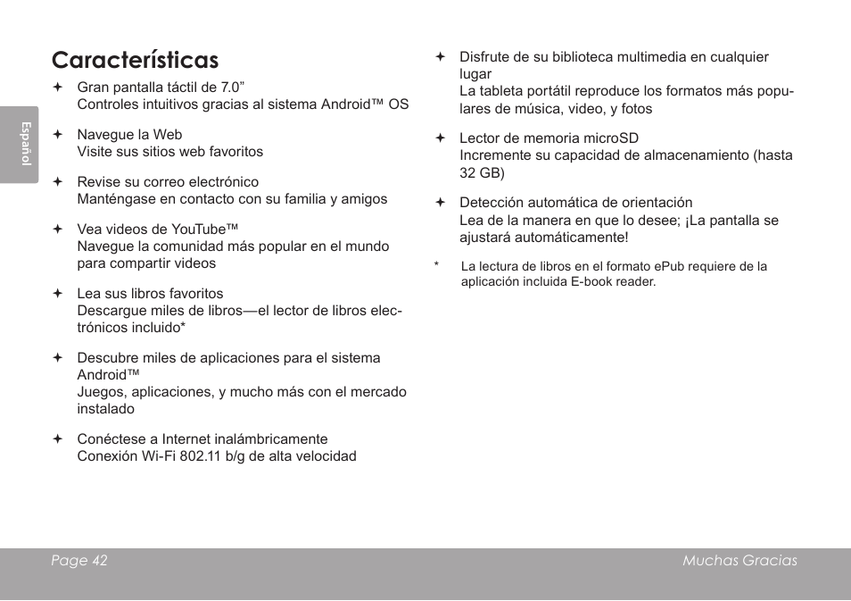 Características | COBY electronic MID7012 User Manual | Page 42 / 124