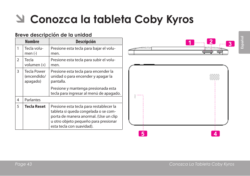 Conozca la tableta coby kyros | COBY electronic MID7012 User Manual | Page 43 / 124