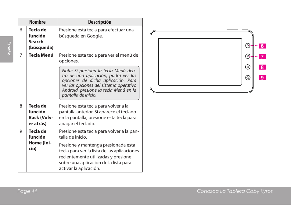 COBY electronic MID7012 User Manual | Page 44 / 124