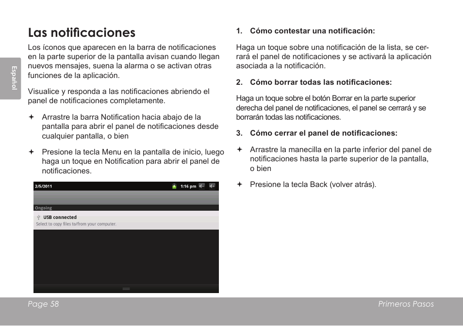 Las notificaciones | COBY electronic MID7012 User Manual | Page 58 / 124