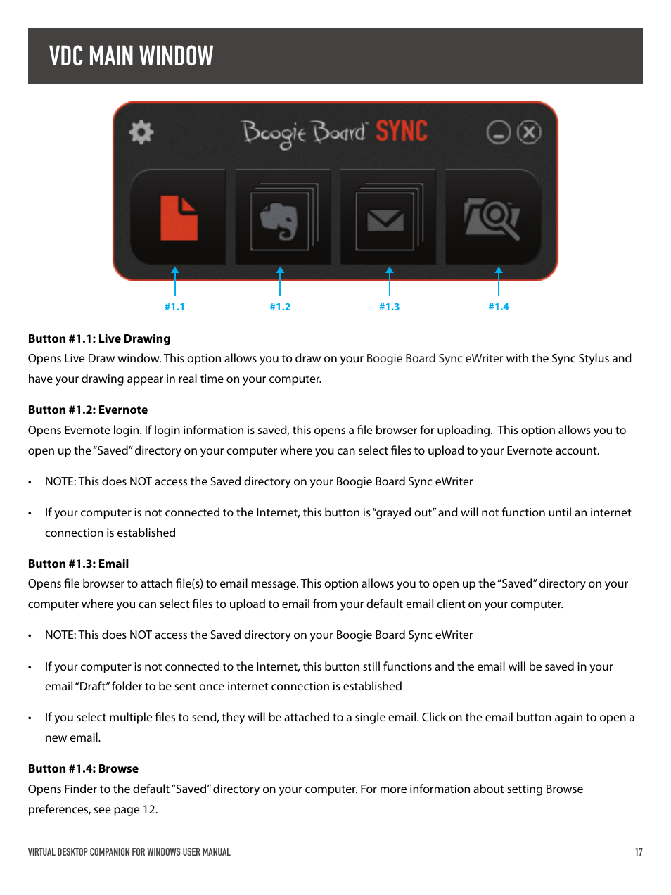 Vdc main window | Boogie Board Sync 9.7 eWriter User Manual | Page 17 / 29