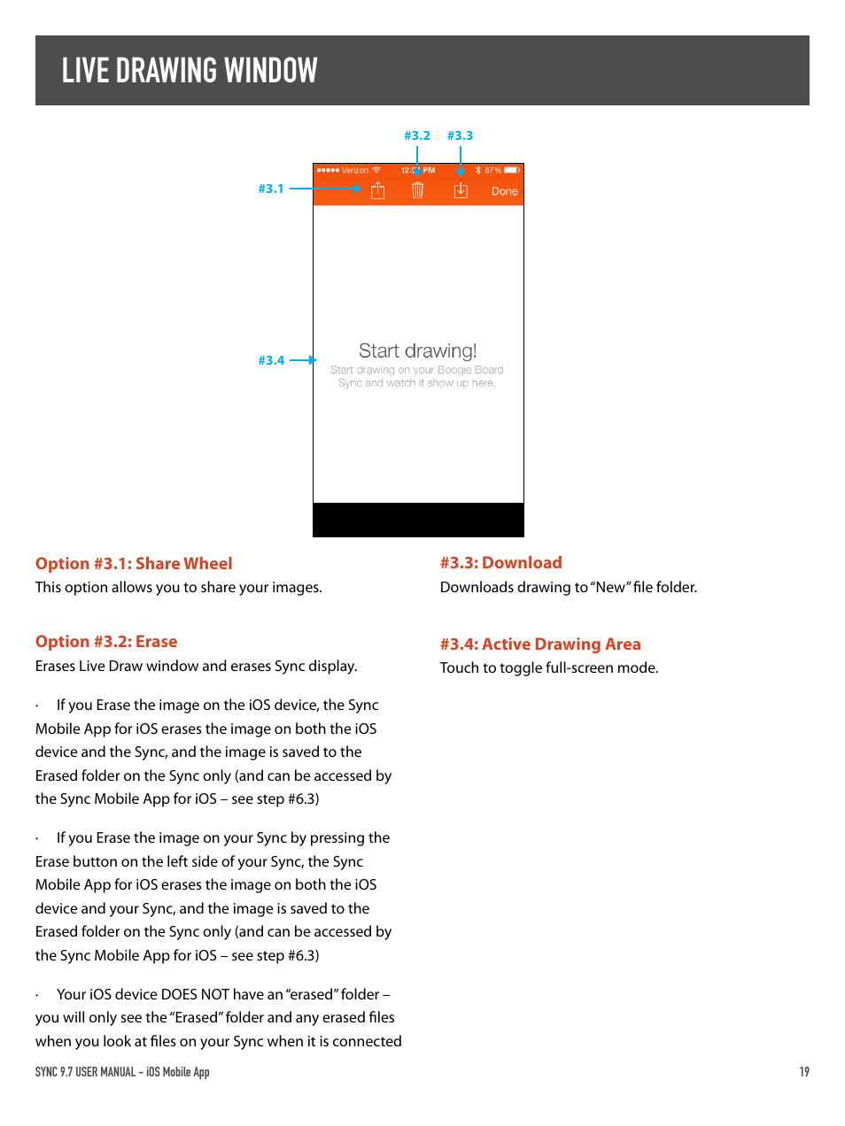 Live drawing window | Boogie Board Sync 9.7 eWriter User Manual | Page 19 / 26